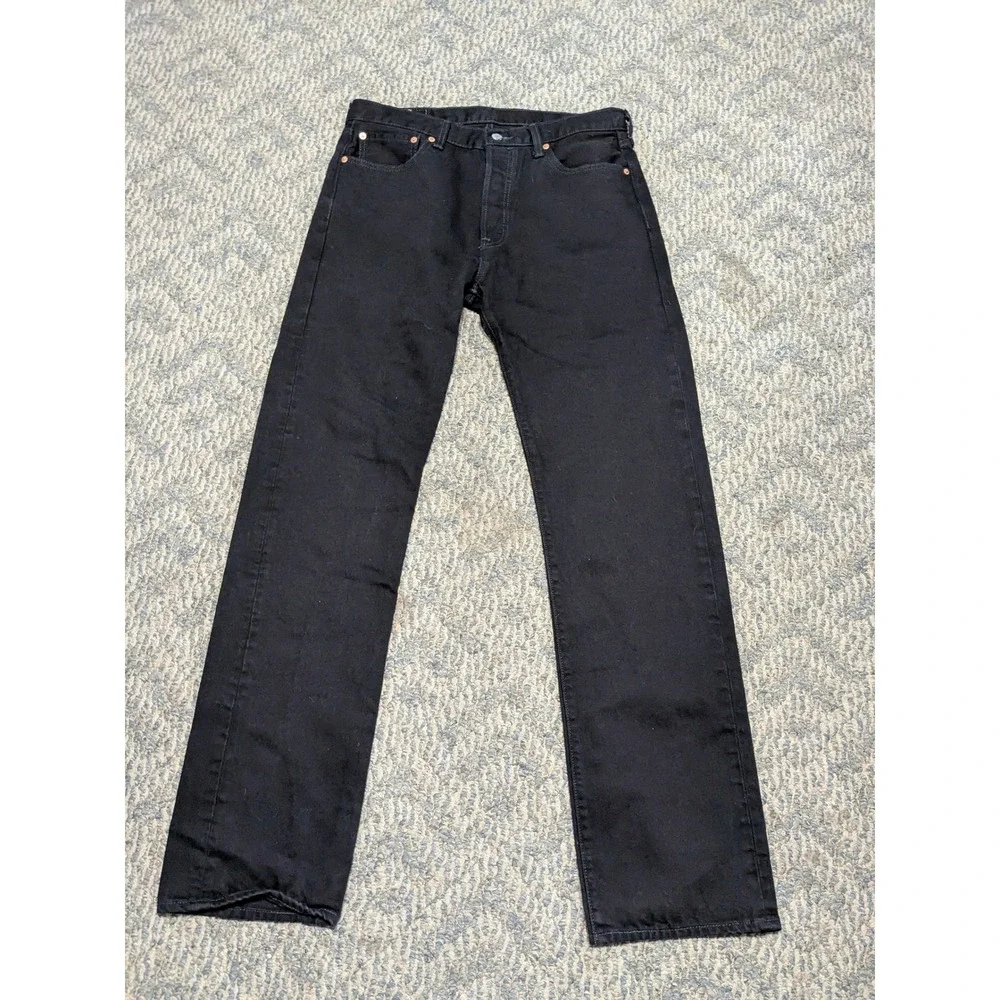 Levis 501 Original Fit Mens Black Straight Leg Button Fly Jeans W34 L36